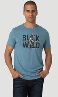 WRANGLER BUCK WILD HORSE T-SHIRT IN MEDIUM BLUE