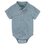 112329290 Wrangler Baby Boy Short Sleeve Bodysuit - Blue Multi WRANGLER