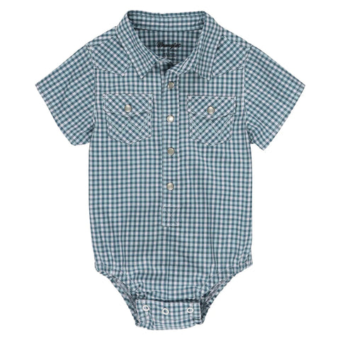 112329290 Wrangler Baby Boy Short Sleeve Bodysuit - Blue Multi WRANGLER