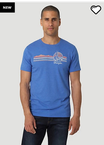 WRANGLER SUNSET DESERT STRIPES T-SHIRT IN ROYAL BLUE