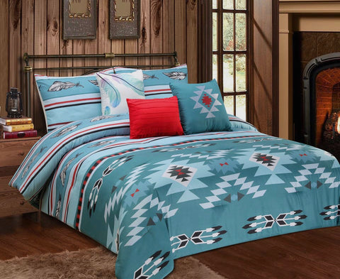 Turquoise Aztec comforter set