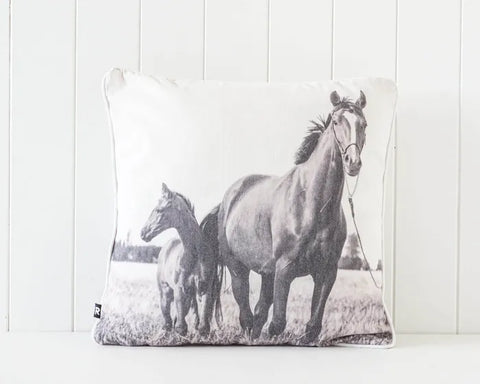 Mare and foal cushion pillow