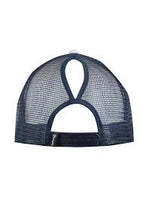 Wrangler Womens Heart High Profile Ponytail Trucker Cap Navy/White Marle