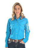 Ladies wrangler logo shirt aqua