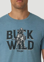 WRANGLER BUCK WILD HORSE T-SHIRT IN MEDIUM BLUE