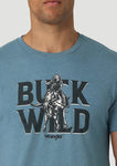 WRANGLER BUCK WILD HORSE T-SHIRT IN MEDIUM BLUE