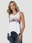 WOMEN'S WRANGLER SUNSET RIDGE HANDKERCHIEF TANK IN BRIGHT WHITE