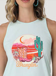 WOMEN'S WRANGLER COWGIRL BOOTS SUNSET GODDESS TANK IN BLUE OPAL